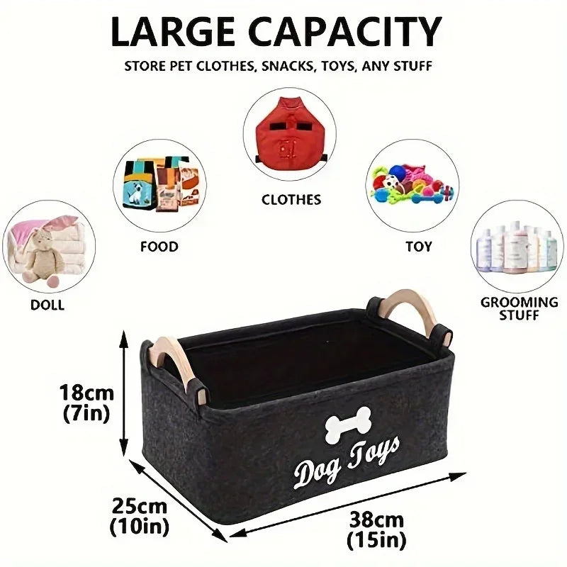 Felt Pet Toy Storage Box – Stylish Organizer Basket for Dog & Cat Toys