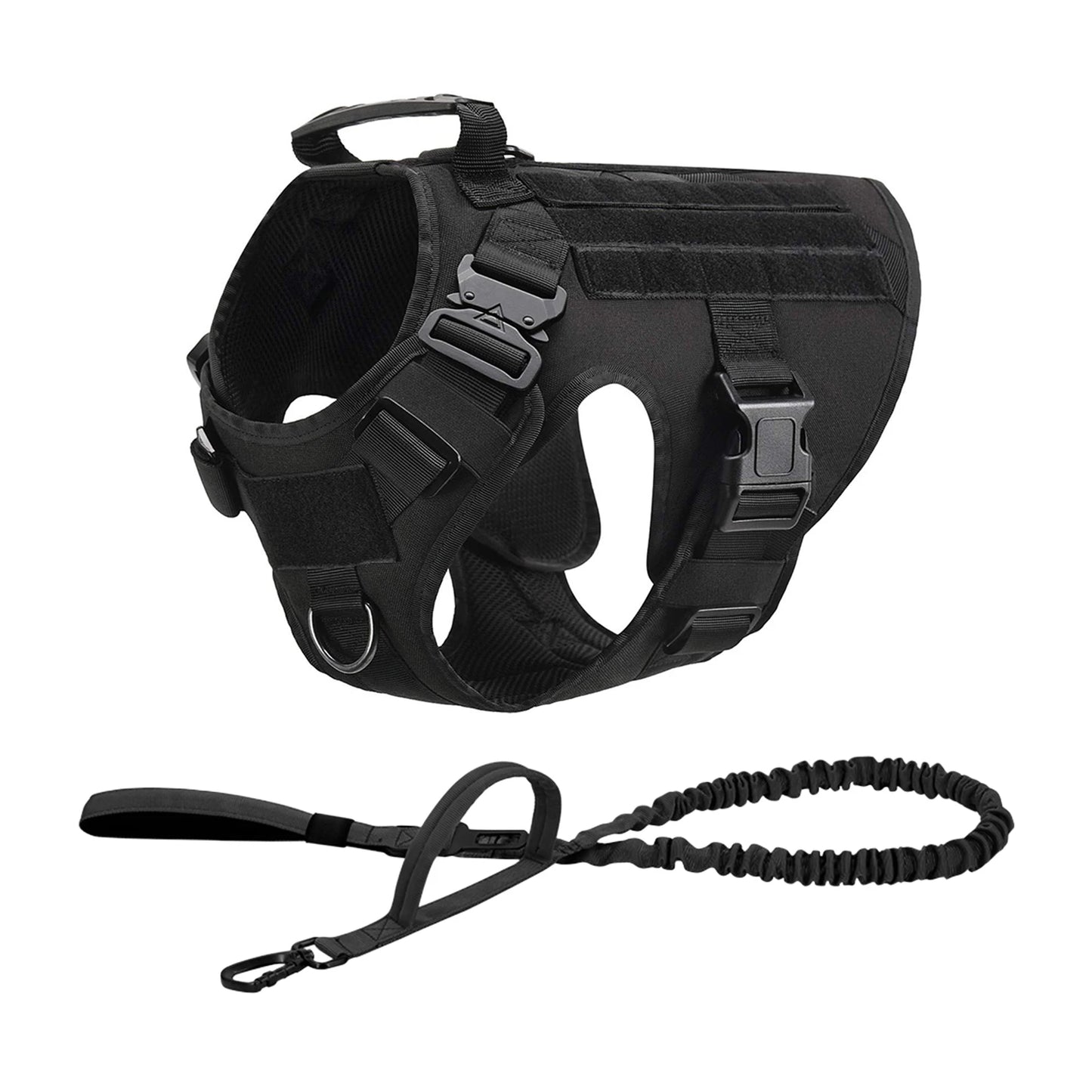 Tactical Dog Harness with Leash & MOLLE Pouches