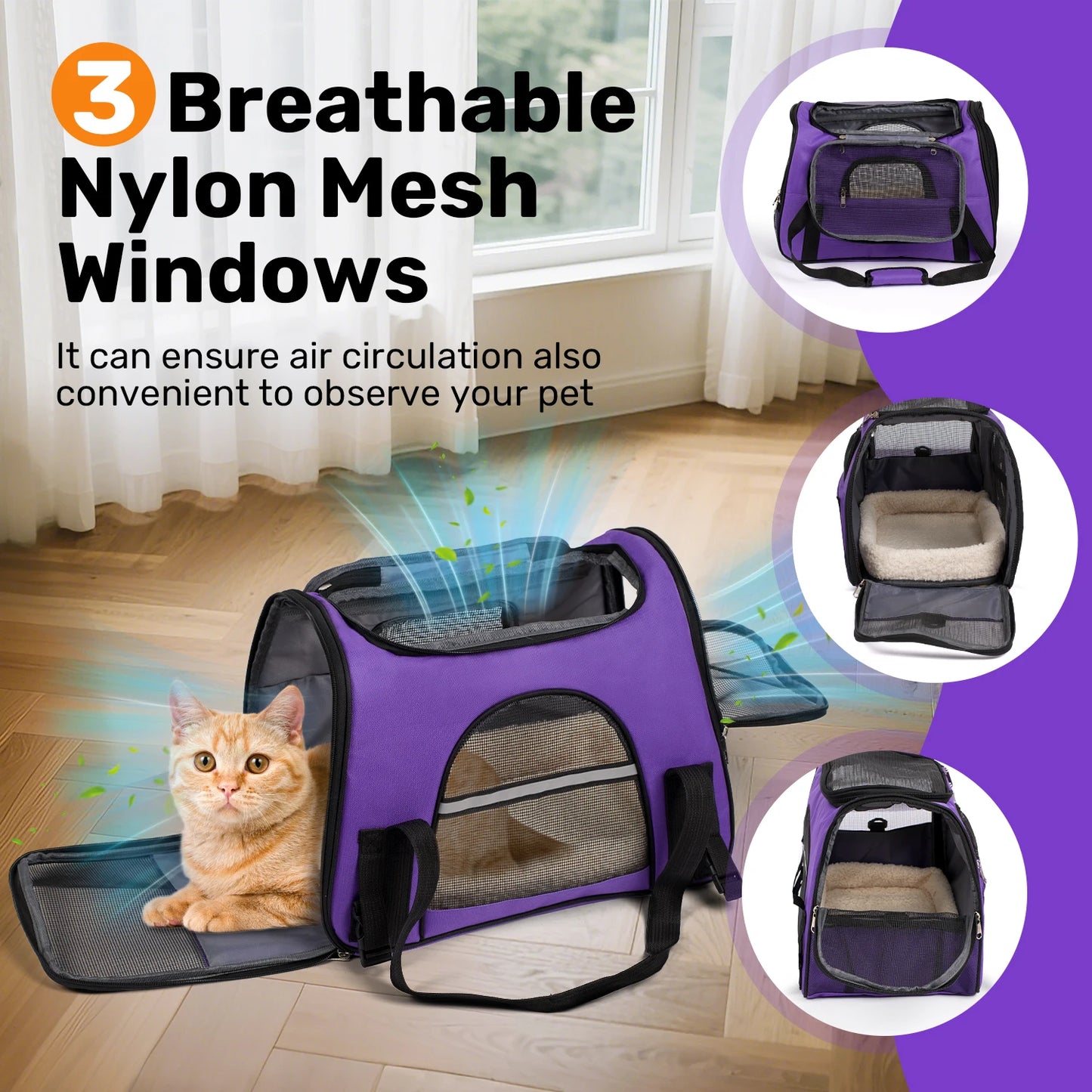 Soft-Sided Pet Carrier Bag – Airline Approved, Foldable Travel Bag for Cats & Small Dogs Up to 15 lbs