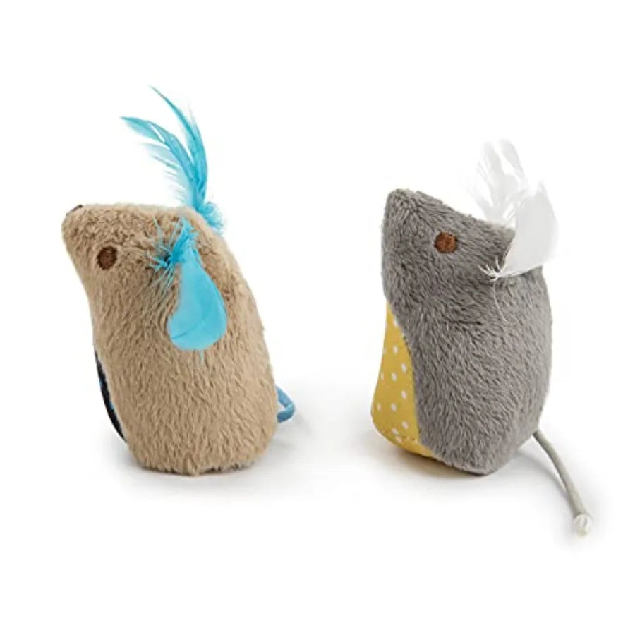 Mouse Mates Plush Catnip Cat Toys – Set of 2 (Brown & Gray)