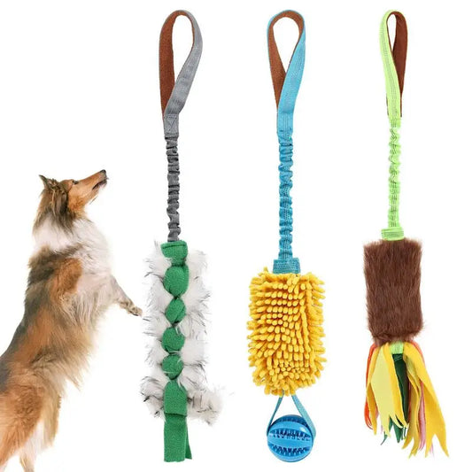 Squeaky Rope Dog Toy – Interactive Chew & Teething Toy with Elastic Drawstring for Puppies & Dogs