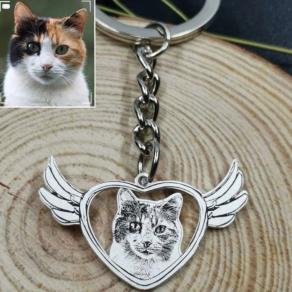 Custom Pet Photo Keychain – Personalized Memorial Jewelry for Cat & Dog Lovers