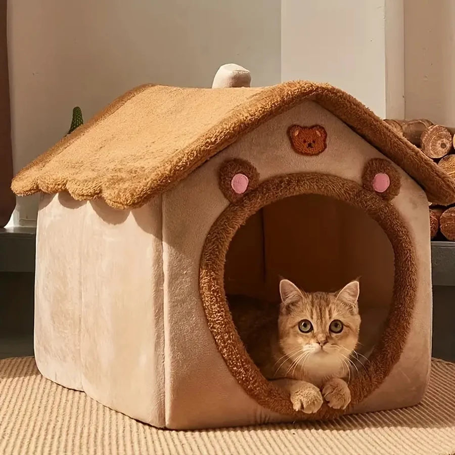 Foldable Pet Cave House – Removable & Washable