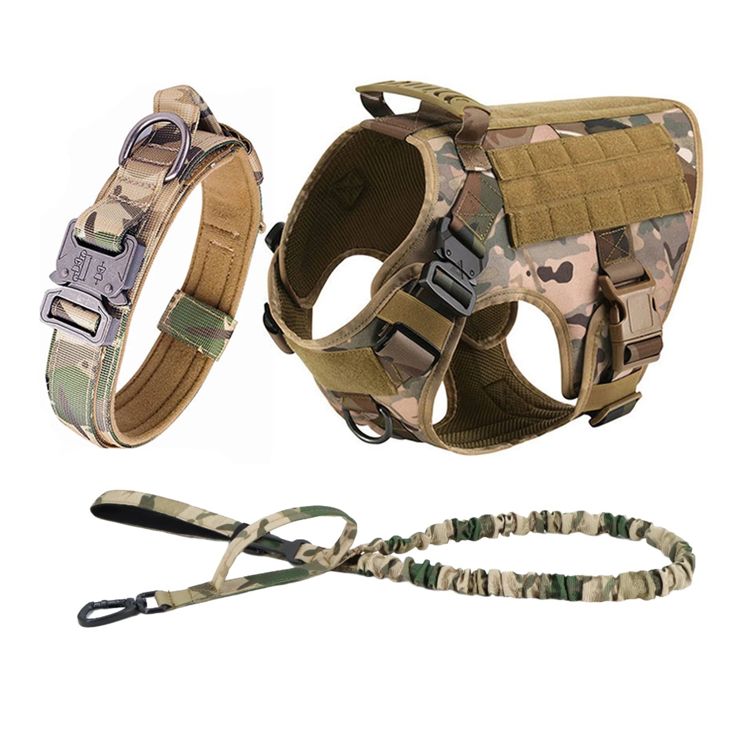 Tactical Dog Harness with Leash & MOLLE Pouches