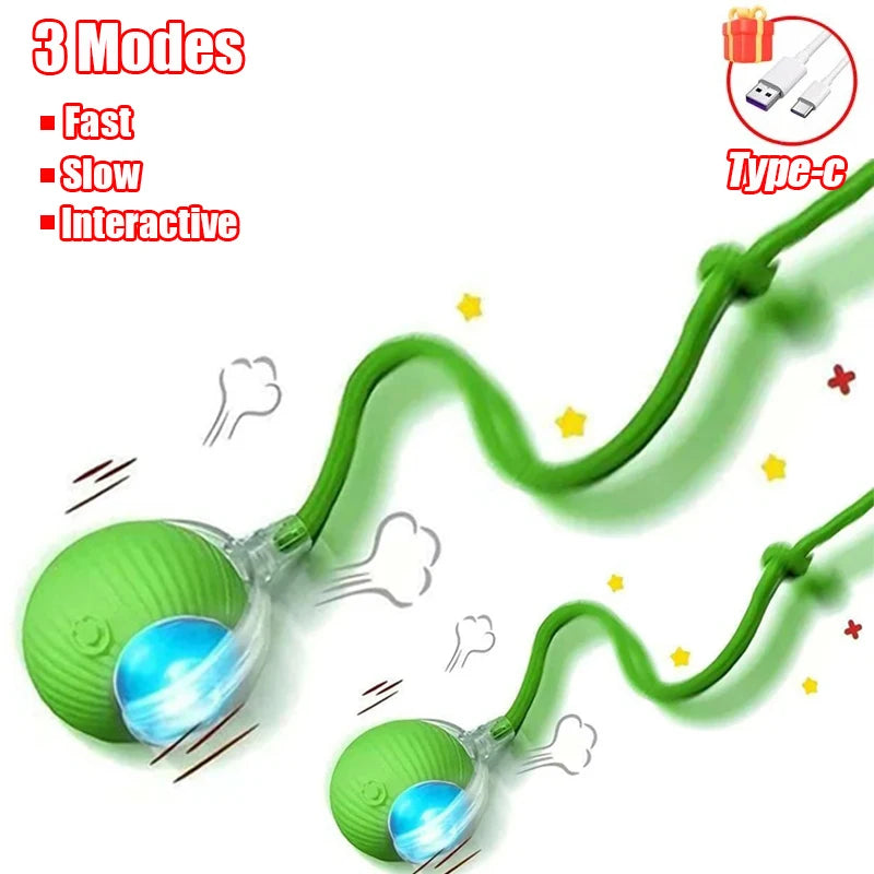Automatic Rolling Ball Cat Toy – Rechargeable Smart Electric Toy with Faux Tail & Mouse Simulation