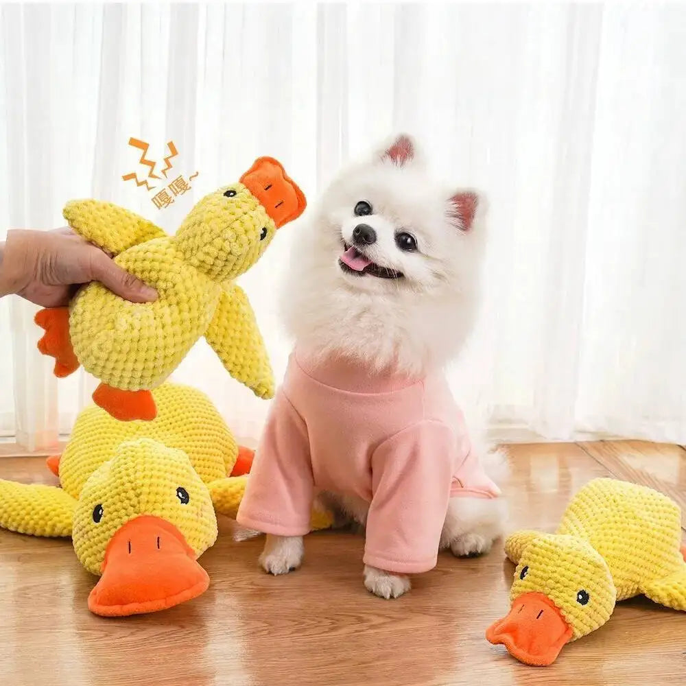 Squeaky Plush Duck Dog Toy – Bite-Resistant Chew & Sleep Companion