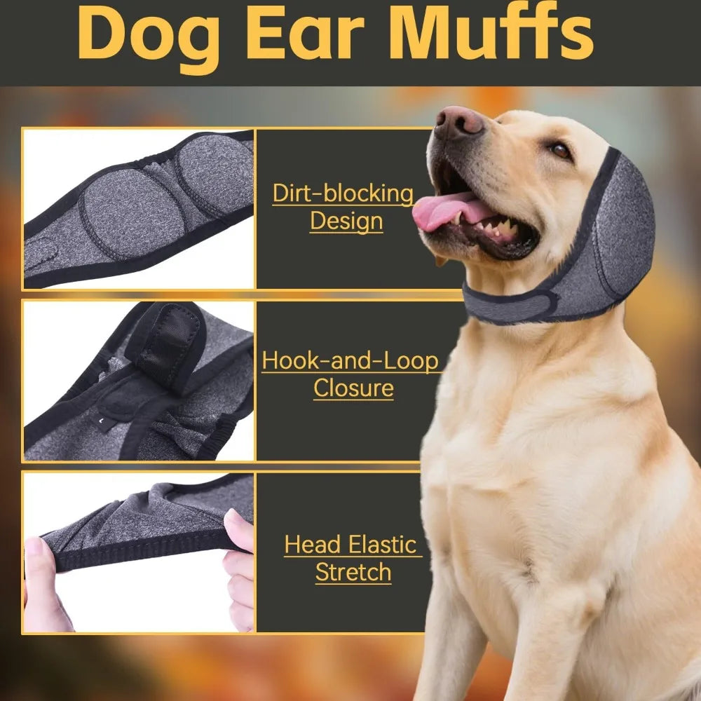 Adjustable Dog Ear Noise Protection Cover – Calming Ear Wrap for Anxious Pets