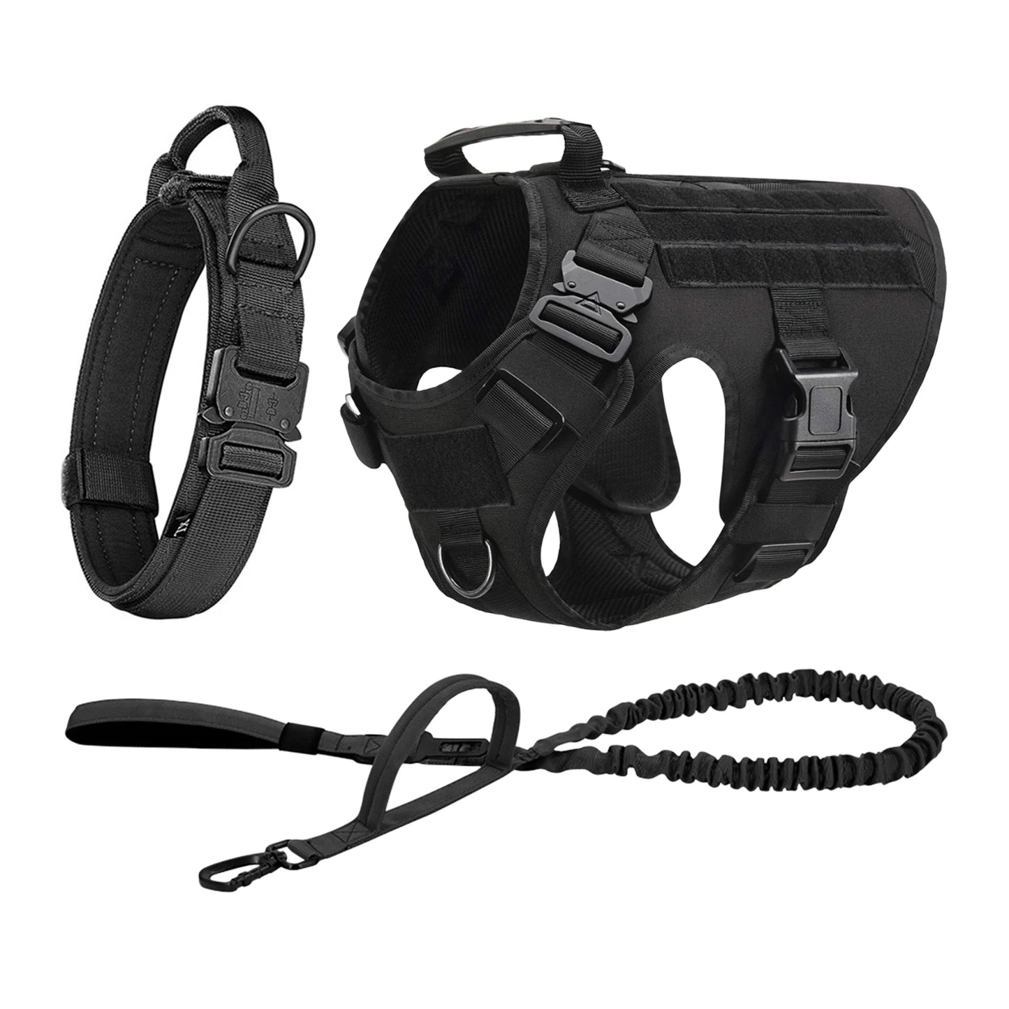 Tactical Dog Harness with Leash & MOLLE Pouches