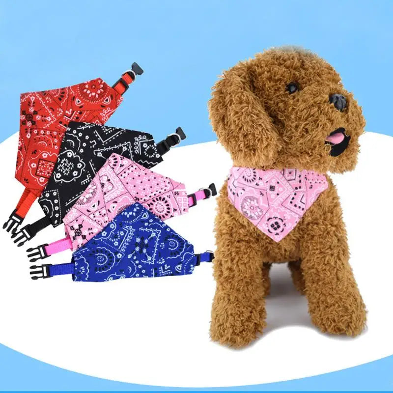 Adjustable Pet Bandana Collar with Bow Tie