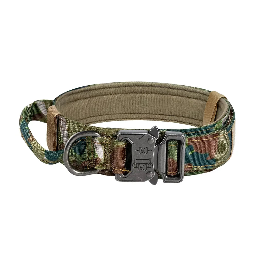 Tactical Dog Collar & Leash Set – Heavy-Duty 1000D Nylon with Control Handle, D-Ring & Quick-Release Buckle, Sizes M–XL