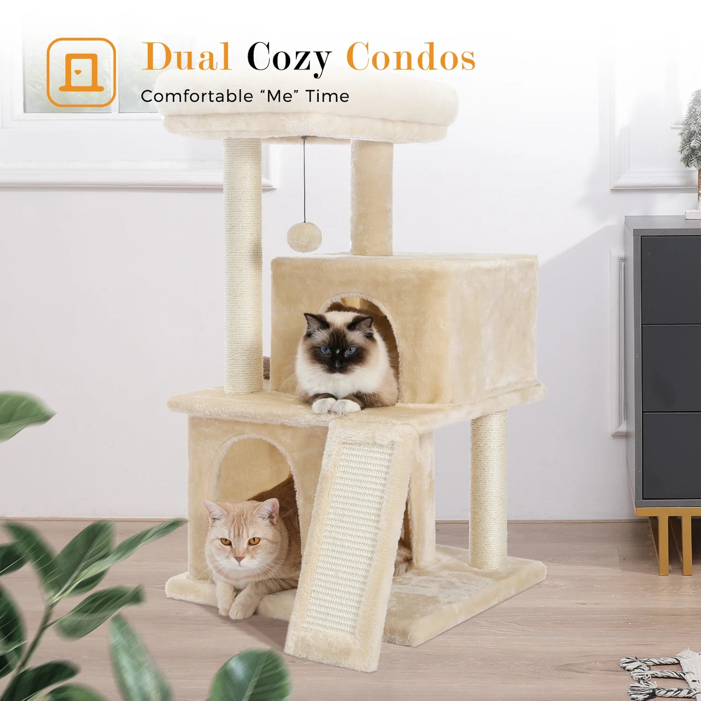 Multilevel Cat Tower with Sisal Posts