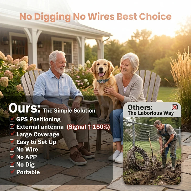 Wireless GPS Dog Fence System – Rechargeable Training Collar with Adjustable Boundary