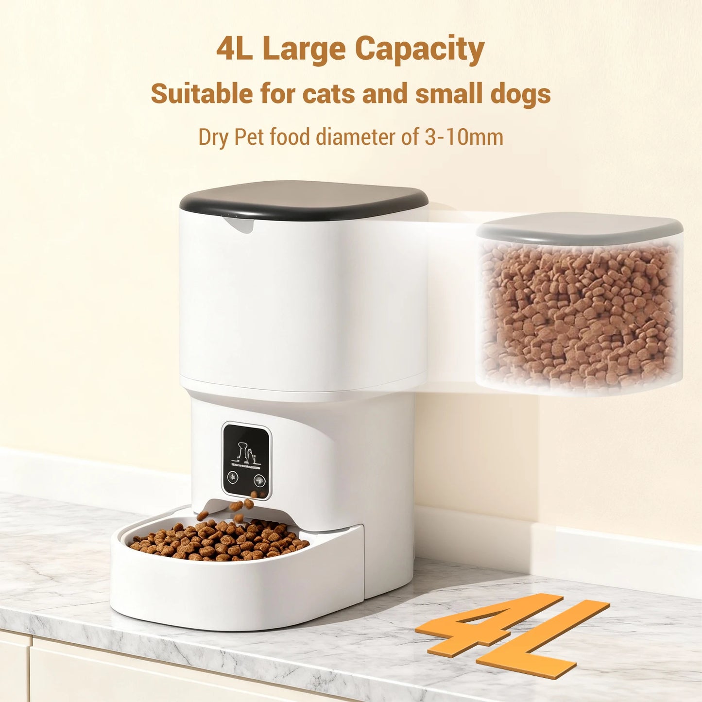 Automatic Pet Feeder – 4L Programmable Dispenser with Timer & Portion Control for Cats & Small Dogs