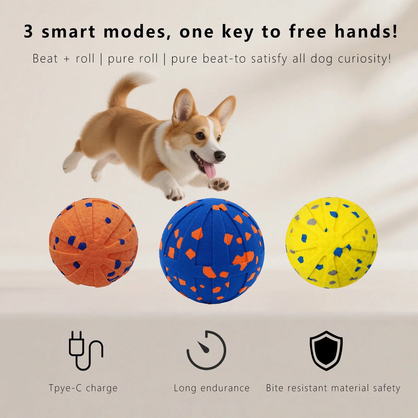 Electric Interactive Bouncing Ball for Dogs – Automatic Vibrating Popcorn Toy