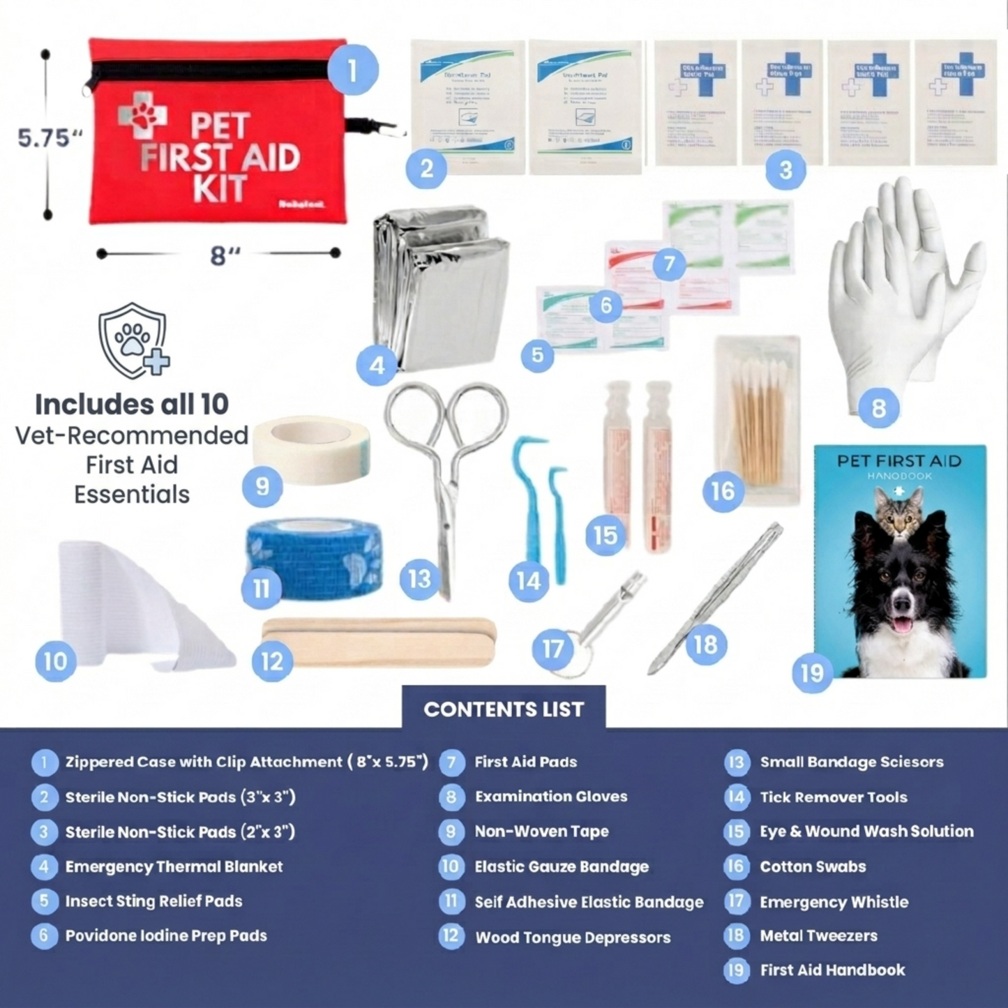 Pet First Aid Kit for Dogs & Cats – Vet-Approved Emergency Essentials for Happy Fur Babies